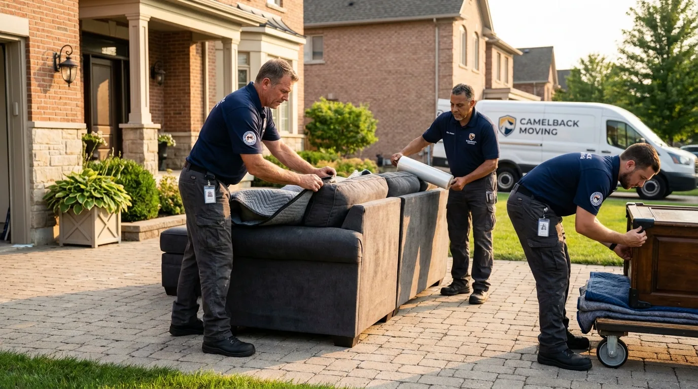 Large estate moving crew wrapping furniture in San Marcos, TX